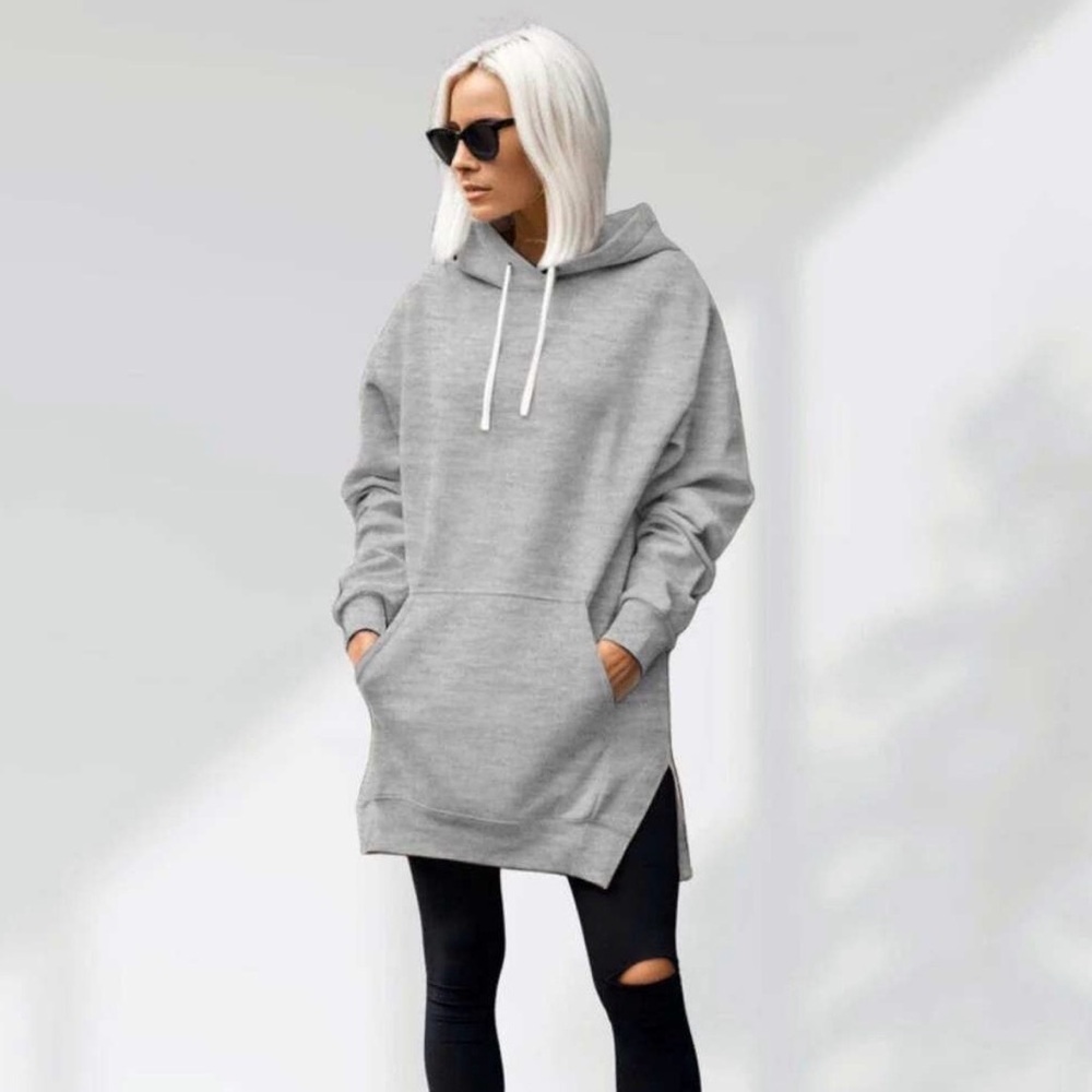 THE WARMY OVERSIZED HOODIE DRESS Gray WOMEN’S XL NWT
